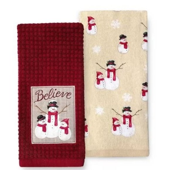 St. Nicholas Snowman Kitchen Towels - Picture 1 of 9